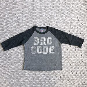 Boys baseball tshirt 3/4 sleeve bro code 3-4 years